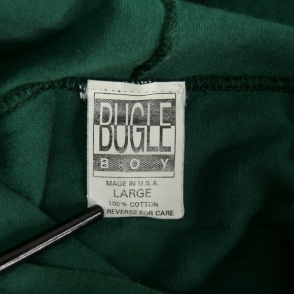 Bugle Boy Hoodie Vintage 90s T Shirt Large Green Long Sleeve Tee - Picture 3 of 8